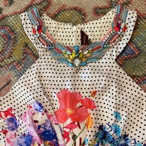 Rana Gill 4P long silk dress, embellished neck